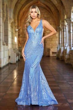 Style 38866 Ava Presley Blue Size 2 38866 Pageant Mermaid Dress on Queenly