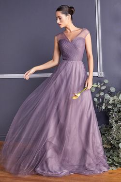 Style ET320 Cinderella Divine Purple Size 18 Cap Sleeve Plus Size Floor Length A-line Dress on Queenly