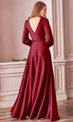 Style 7475 Cinderella Divine Pink Size 10 Long Sleeve Satin Side slit Dress on Queenly