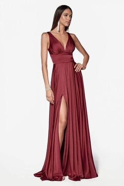 Style 7469 Cinderella Divine Red Size 10 Tall Height Satin A-line Dress on Queenly