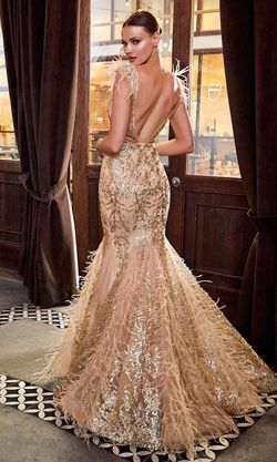Style C57 Cinderella Divine Gold Size 12 V Neck Mermaid Dress on Queenly