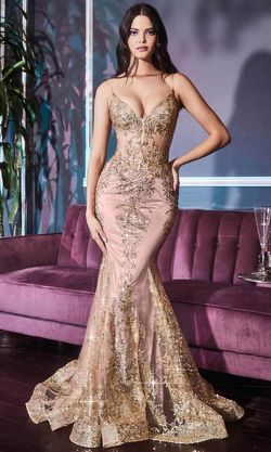 Style J810 Cinderella Divine Pink Size 14 Fitted Print Plus Size Corset Mermaid Dress on Queenly