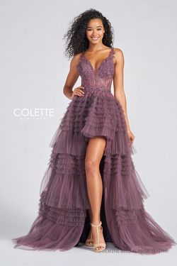 Style CL12281 Colette By Mon Cheri Purple Size 2 Tulle Lace High Low Pageant A-line Dress on Queenly