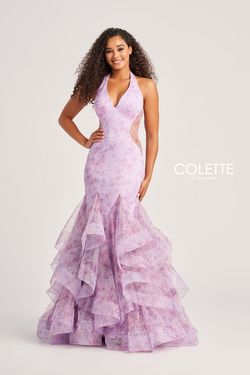 Style CL5234 Colette By Mon Cheri Purple Size 4 Floor Length Lavender Sheer Mermaid Dress on Queenly