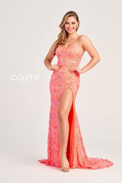 Style CL5238 Colette By Mon Cheri Orange Size 6 Cl5238 Sequined Side slit Dress on Queenly
