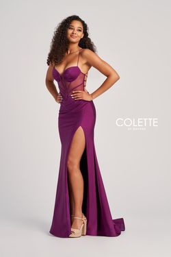 Style CL5140 Colette By Mon Cheri Purple Size 4 Sheer Cl5140 Cl5140 Side slit Dress on Queenly