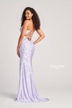 Style CL5110 Colette By Mon Cheri Purple Size 4 Black Tie Tall Height Floor Length Side slit Dress on Queenly