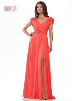 Style M251 Colors Orange Size 10 M251 Floor Length Tall Height A-line Dress on Queenly