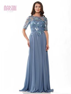 Style M286 Colors Blue Size 18 Plus Size Floor Length Sequined Tulle M286 A-line Dress on Queenly