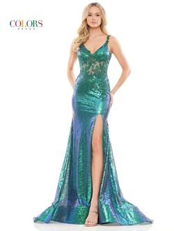 Style 2848 Colors Green Size 0 Tall Height Floor Length Side slit Dress on Queenly