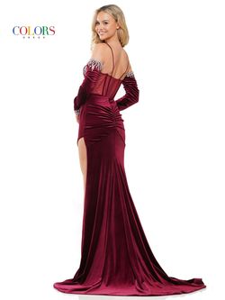 Style 3272 Colors Black Size 6 Velvet Side slit Dress on Queenly