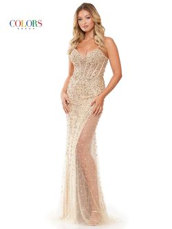 Style 3307 Colors Gold Size 10 3307 Side slit Dress on Queenly