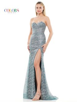 Style 3103 Colors Silver Size 4 Tall Height Side slit Dress on Queenly