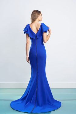 Style 1456 Daymor Couture Blue Size 8 1456 Fitted Floor Length Mermaid Dress on Queenly
