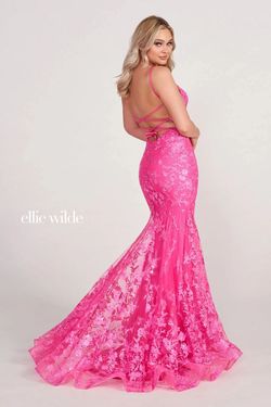 Style EW34009 Ellie Wilde By Mon Cheri Blue Size 0 Ew34009 Sequined Pageant Floor Length Corset Mermaid Dress on Queenly