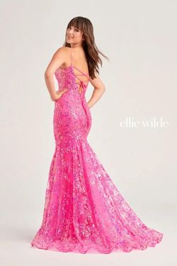 Style EW35013 Ellie Wilde By Mon Cheri Blue Size 0 Corset Ew35013 Sequined Mermaid Dress on Queenly