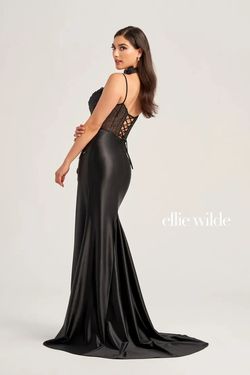 Style EW35028 Ellie Wilde By Mon Cheri Purple Size 0 Floor Length Ew35028 Pageant Corset Side slit Dress on Queenly