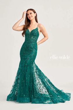 Style EW35010 Ellie Wilde By Mon Cheri Green Size 0 Pageant Floor Length Ew35010 Mermaid Dress on Queenly