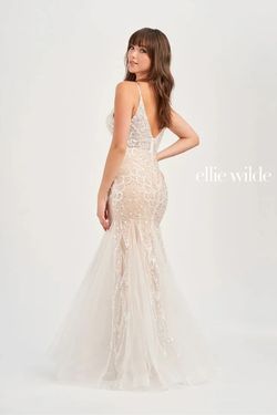 Style EW35077 Ellie Wilde By Mon Cheri White Size 6 Ew35077 Mermaid Dress on Queenly