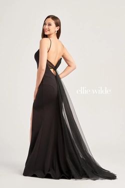 Style EW35213 Ellie Wilde By Mon Cheri White Size 0 Tall Height Floor Length V Neck Side slit Dress on Queenly