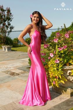 Style ES10890 Faviana Pink Size 2 Tall Height Military Fitted Mermaid Dress on Queenly