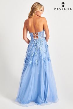 Style S10814 Faviana Blue Size 2 Strapless A-line Dress on Queenly