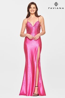 Style S10801 Faviana Pink Size 0 Jewelled Black Tie Side Slit S10801 Mermaid Dress on Queenly