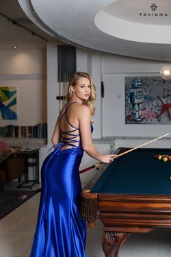 Style 11010 Faviana Royal Blue Size 0 Floor Length Black Tie Bustier Mermaid Dress on Queenly