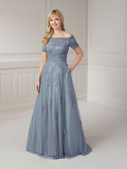 Style 17132 House Of Wu Blue Size 14 Pockets Sleeves Tall Height A-line Dress on Queenly