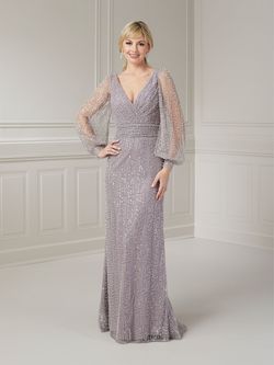 Style 17124 House Of Wu Purple Size 14 Lavender Long Sleeve Floor Length Mermaid Dress on Queenly