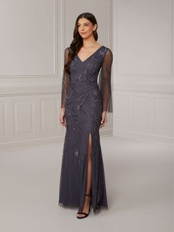 Style 40419 House Of Wu Silver Size 14 Sleeves Black Tie Floor Length Side slit Dress on Queenly