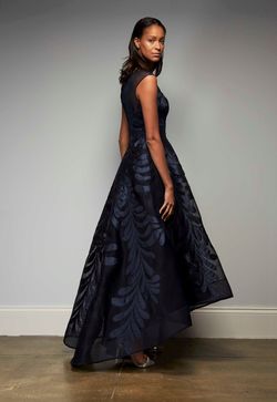 Style M443 Hynespark Blue Size 10 Floor Length Tall Height Navy Sleeves A-line Dress on Queenly