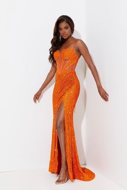 Style 7503 Jasz Couture Orange Size 4 7503 Floor Length Black Tie Side slit Dress on Queenly