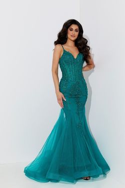 Style 7539 Jasz Couture Green Size 0 Emerald Floor Length Tall Height Mermaid Dress on Queenly
