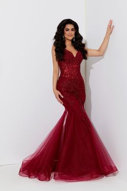 Style 7539 Jasz Couture Red Size 0 Burgundy Pageant Mermaid Dress on Queenly