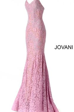 Style 37334 Jovani Pink Size 0 Strapless Lace Mermaid Dress on Queenly