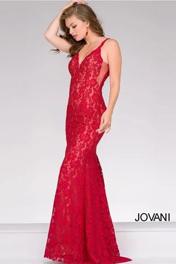 Style 48994 Jovani Red Size 6 48994 Sheer Mermaid Dress on Queenly