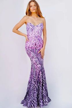 Style 6450 Jovani Purple Size 4 Pageant 6450 V Neck Mermaid Dress on Queenly