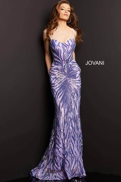 Style 8481 Jovani Purple Size 0 8481 Sequined Floor Length Mermaid Dress on Queenly