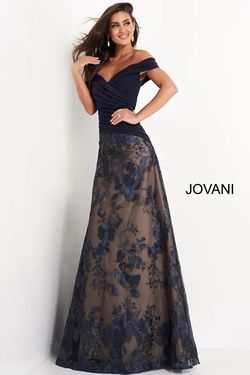 Style 2852 Jovani Blue Size 10 2852 Navy Tall Height A-line Dress on Queenly