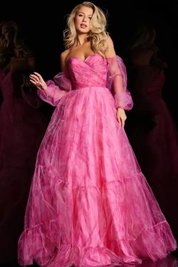 Style 38605 Jovani Hot Pink Size 4 Pageant Barbiecore Ball gown on Queenly