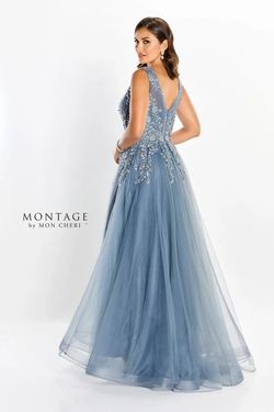 Style M2203 Mon Cheri Blue Size 16 Floor Length Plus Size A-line Dress on Queenly