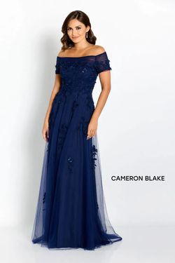 Style CB751 Mon Cheri Blue Size 18 Tall Height Navy Floor Length A-line Dress on Queenly