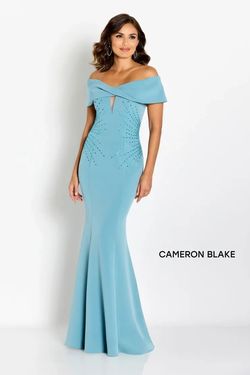 Style CB758 Mon Cheri Blue Size 10 Cb758 Floor Length Mermaid Dress on Queenly