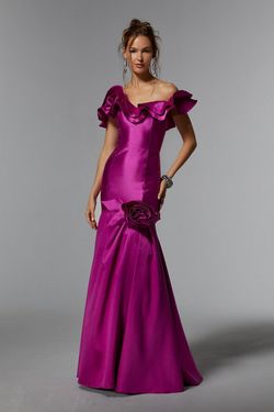 Style 72928 MoriLee Purple Size 12 Ruffles 72928 Floral Mermaid Dress on Queenly