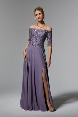 Style 72907 MoriLee Purple Size 12 Lavender Floor Length Embroidery Pageant A-line Dress on Queenly