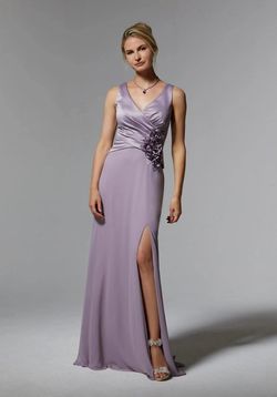 Style 72903 MoriLee Purple Size 6 Black Tie Side slit Dress on Queenly