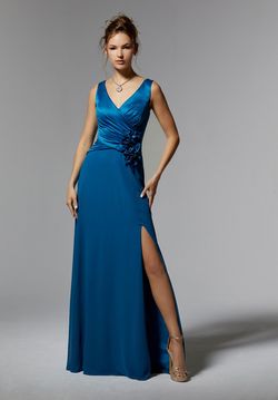 Style 72903 MoriLee Brown Size 12 Floor Length Plus Size Side slit Dress on Queenly