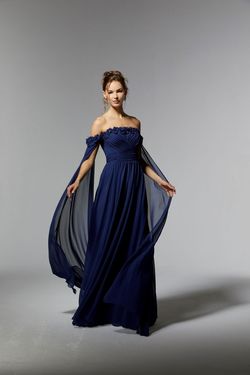 Style 72902 MoriLee Blue Size 14 Floor Length Tall Height Plus Size A-line Dress on Queenly