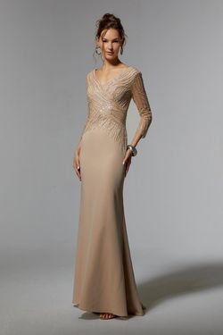Style 72916 MoriLee Gold Size 14 72916 Sleeves Jersey Mermaid Dress on Queenly